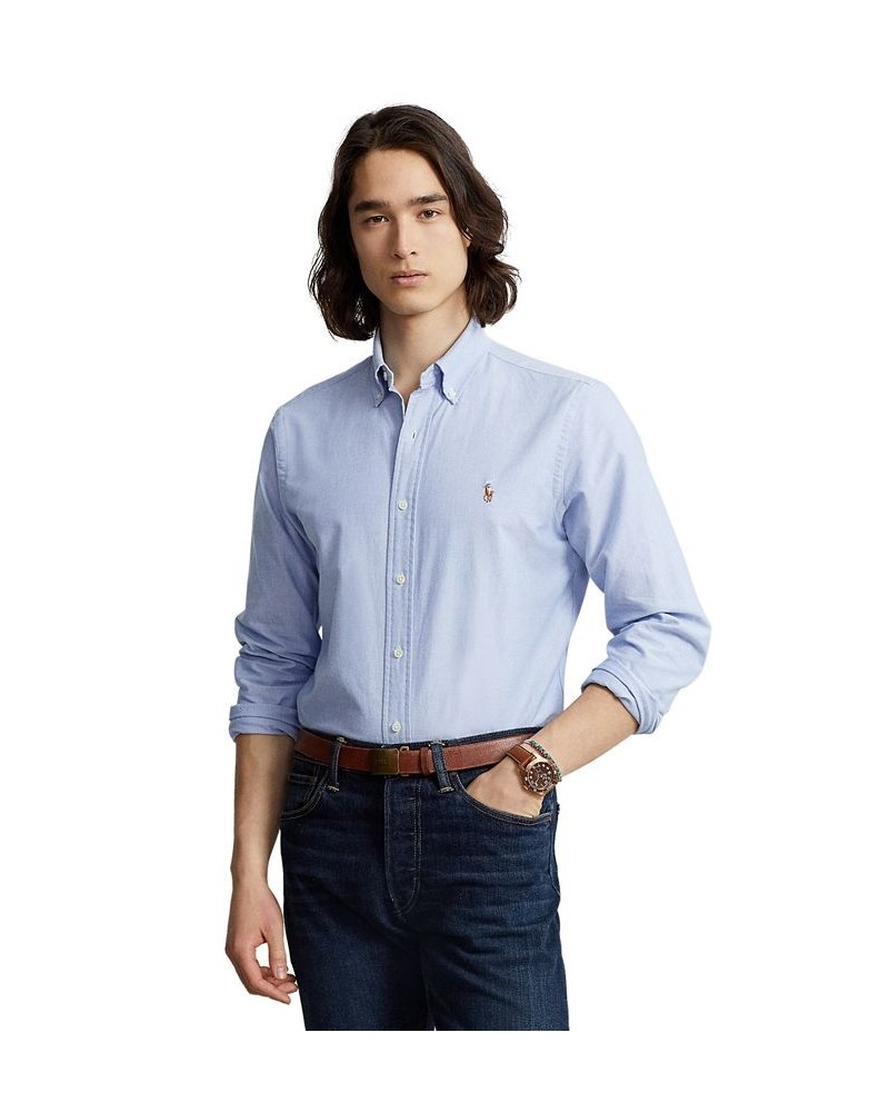 Men's Classic Fit Long Sleeve Oxford Shirt Blue $51.30 Shirts