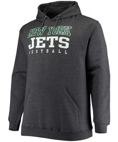 Men's Big and Tall Heathered Charcoal New York Jets Practice Pullover Hoodie $33.47 Sweatshirt