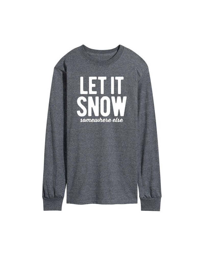 Men's Let it Snow Long Sleeve T-shirt Gray $24.93 T-Shirts