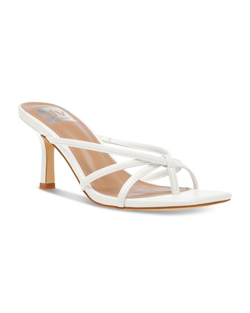 Women's Zini Strappy Kitten-Heel Dress Sandals White $33.81 Shoes