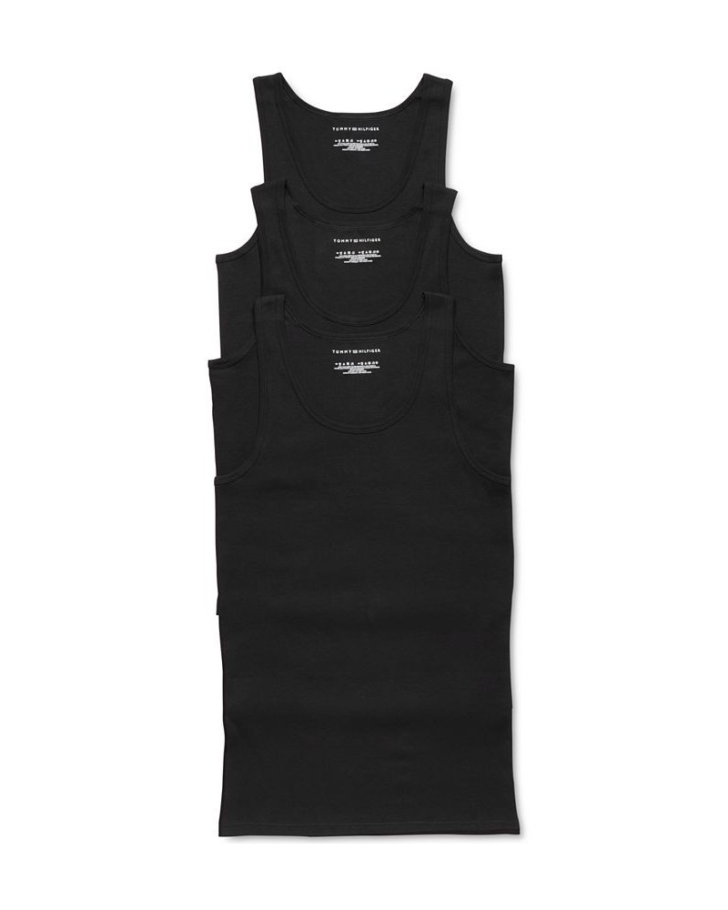 Men's Three-Pack Cotton Classics Tank Top Shirts Black $14.35 Undershirt