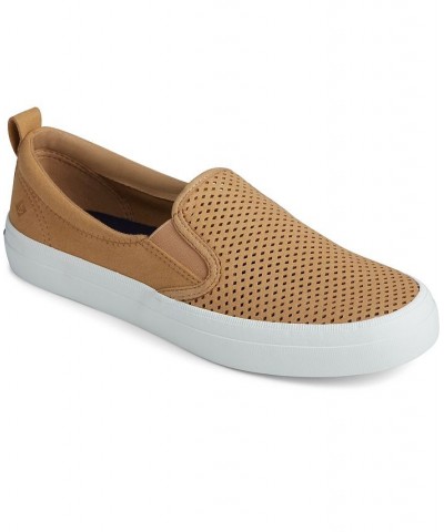 Women's Crest Twin Gore Perforated Slip On Sneaker Tan/Beige $42.30 Shoes