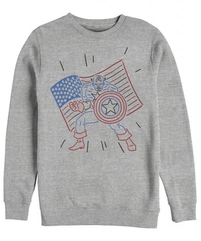 Marvel Men's Captain America Neon Line Art, Crewneck Fleece Gray $23.65 Sweatshirt