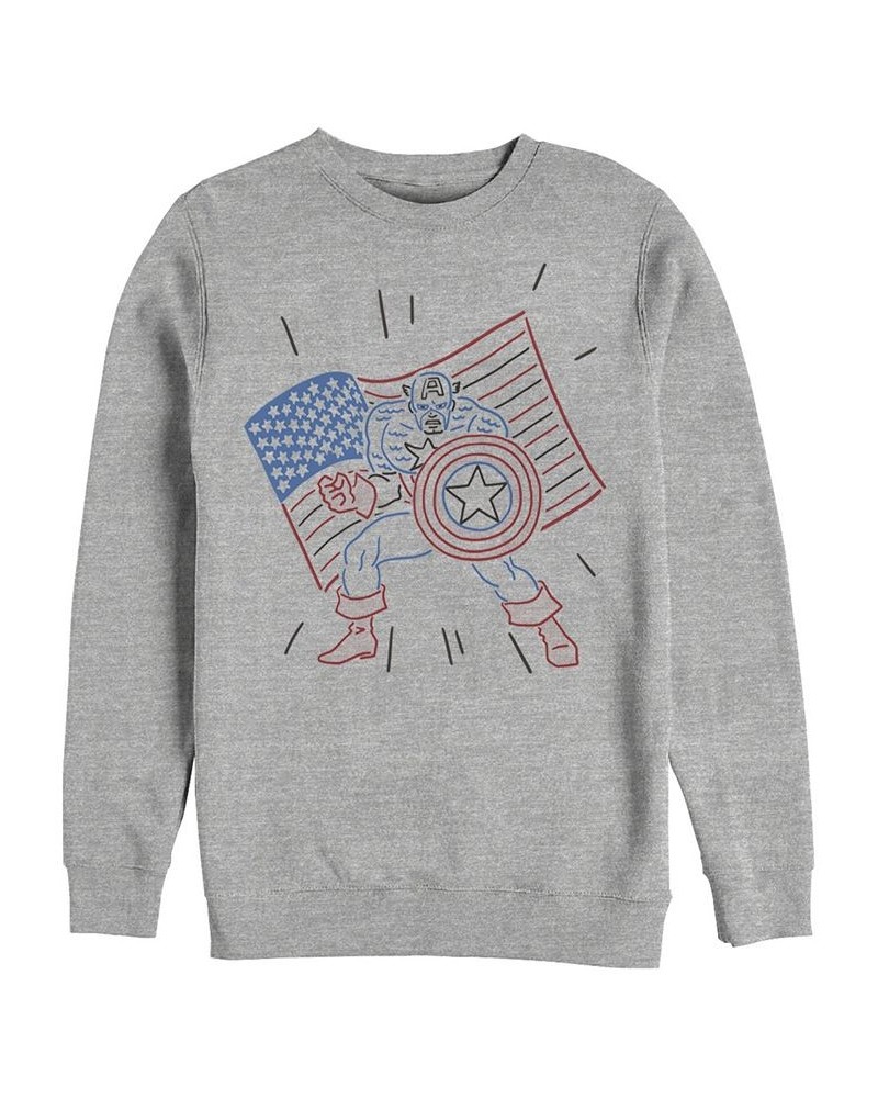 Marvel Men's Captain America Neon Line Art, Crewneck Fleece Gray $23.65 Sweatshirt