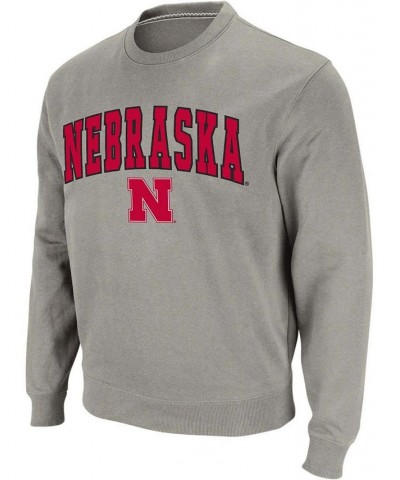 Men's Heather Gray Nebraska Huskers Arch Logo Crew Neck Sweatshirt $27.00 Sweatshirt