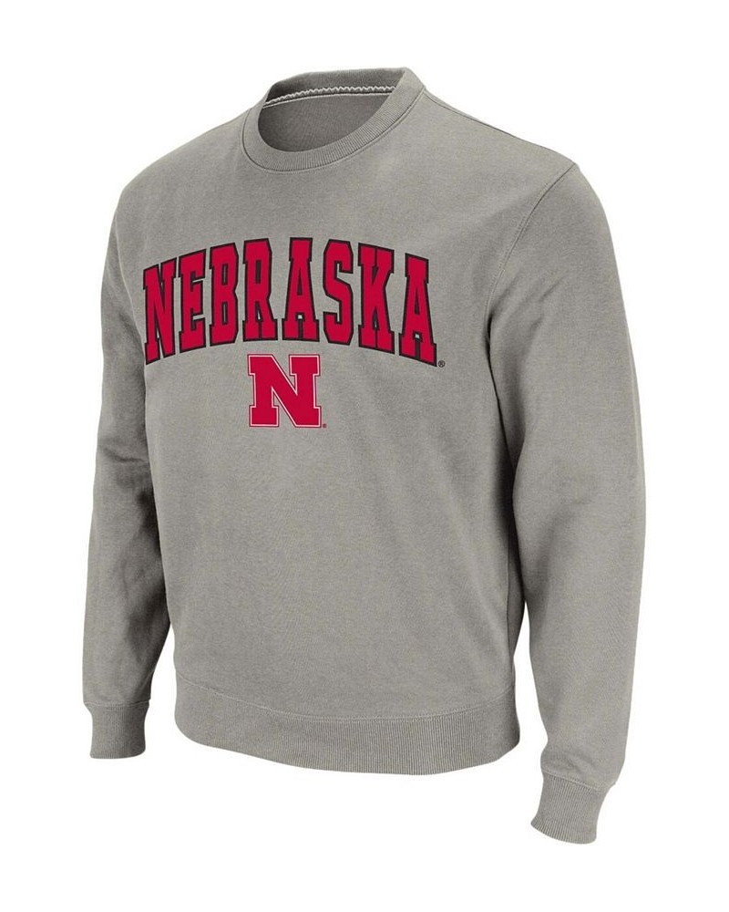 Men's Heather Gray Nebraska Huskers Arch Logo Crew Neck Sweatshirt $27.00 Sweatshirt