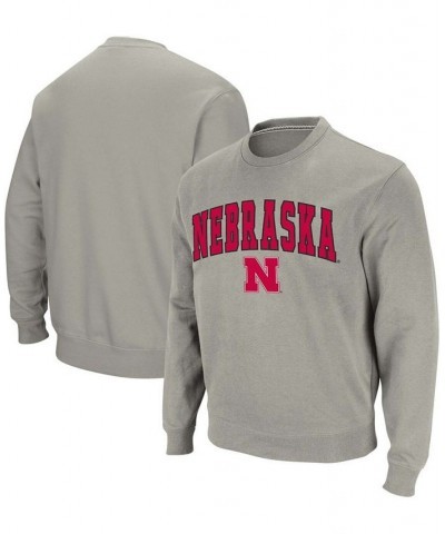 Men's Heather Gray Nebraska Huskers Arch Logo Crew Neck Sweatshirt $27.00 Sweatshirt