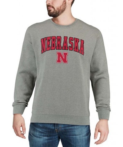 Men's Heather Gray Nebraska Huskers Arch Logo Crew Neck Sweatshirt $27.00 Sweatshirt