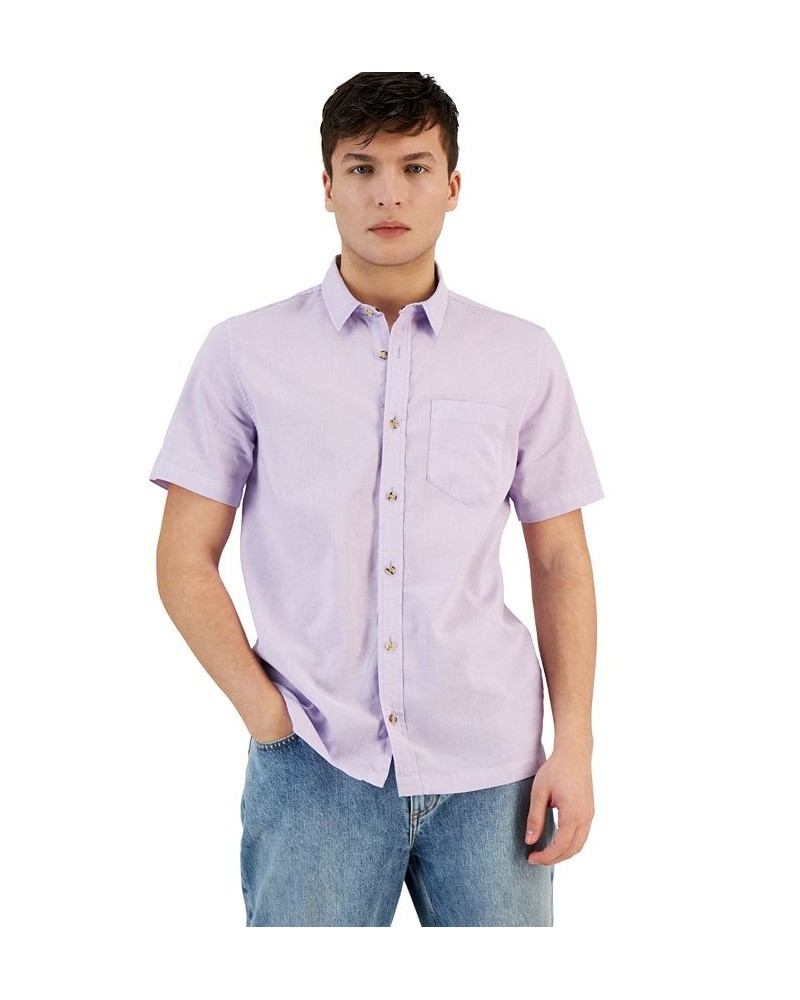 Men's Blake Linen Chambray Short Sleeve Button-Front Shirt PD06 $17.99 Shirts