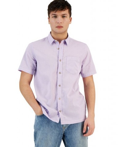 Men's Blake Linen Chambray Short Sleeve Button-Front Shirt PD06 $17.99 Shirts