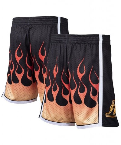 Men's Black Los Angeles Lakers 2009/10 Flames Swingman Shorts $35.70 Shorts