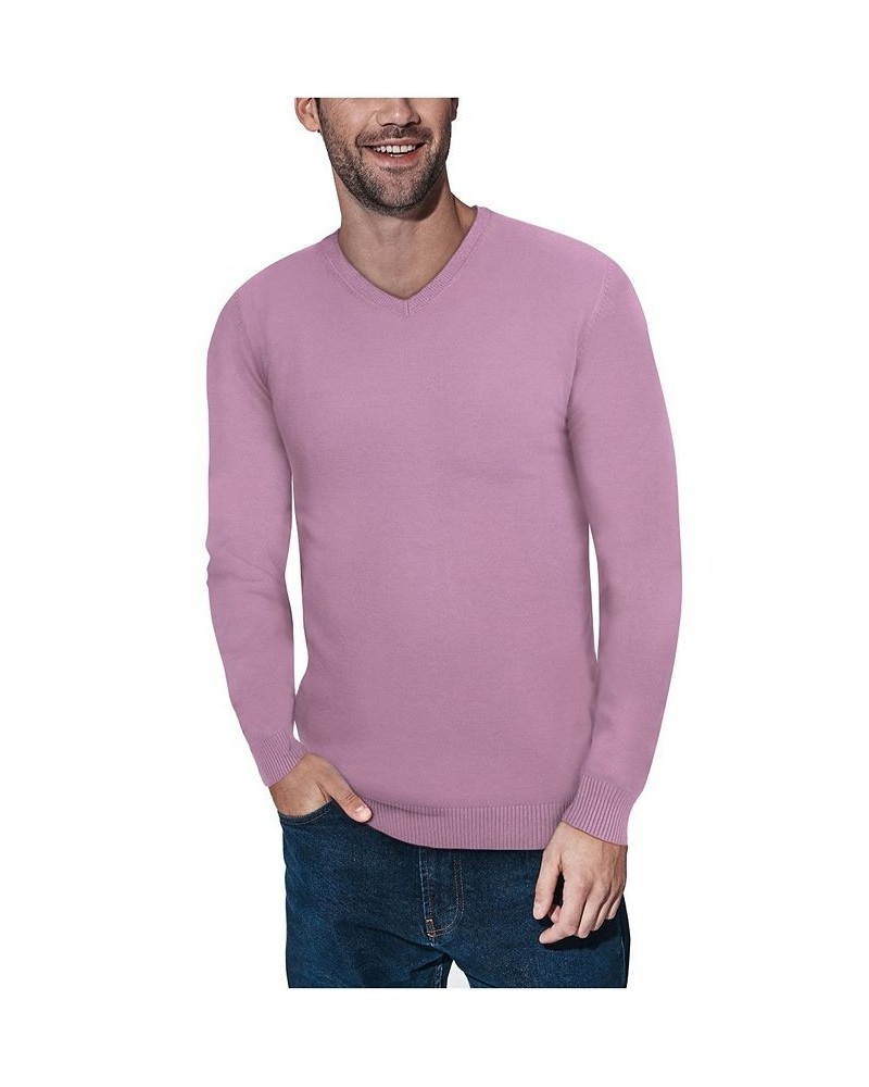 Men's Basic V-Neck Pullover Midweight Sweater Dusty Rose Pink $21.15 Sweaters