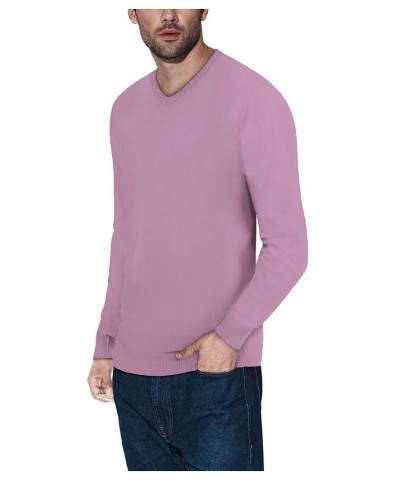 Men's Basic V-Neck Pullover Midweight Sweater Dusty Rose Pink $21.15 Sweaters