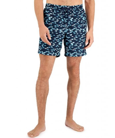 Men's Fish Reel Swim Trunks Blue $13.74 Swimsuits