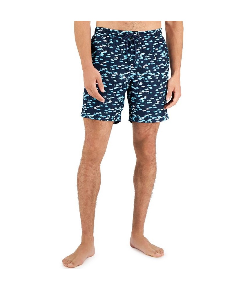 Men's Fish Reel Swim Trunks Blue $13.74 Swimsuits