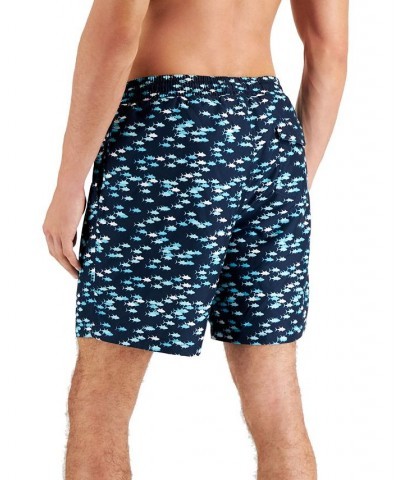 Men's Fish Reel Swim Trunks Blue $13.74 Swimsuits