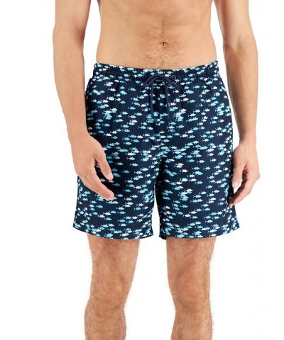 Men's Fish Reel Swim Trunks Blue $13.74 Swimsuits