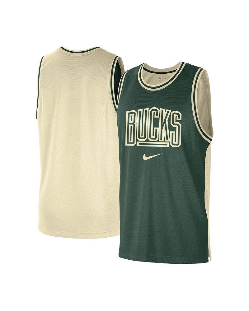 Men's Hunter Green, Cream Milwaukee Bucks Courtside Versus Force Split DNA Performance Mesh Tank Top $25.97 T-Shirts