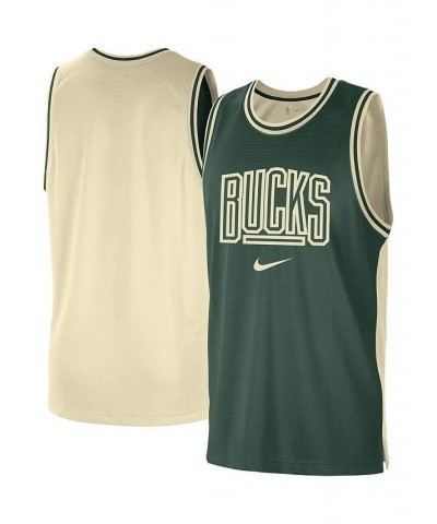 Men's Hunter Green, Cream Milwaukee Bucks Courtside Versus Force Split DNA Performance Mesh Tank Top $25.97 T-Shirts