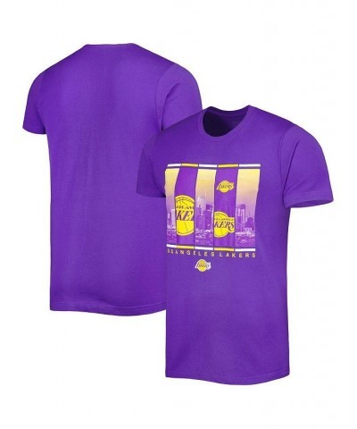 Men's Purple Los Angeles Lakers City Skyline T-shirt $20.15 T-Shirts