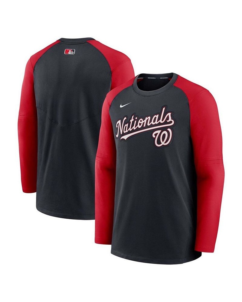 Men's Navy, Red Washington Nationals Authentic Collection Pregame Performance Raglan Pullover Sweatshirt $37.80 Sweatshirt