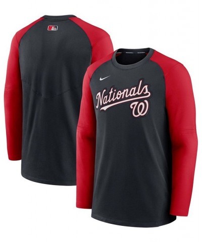 Men's Navy, Red Washington Nationals Authentic Collection Pregame Performance Raglan Pullover Sweatshirt $37.80 Sweatshirt