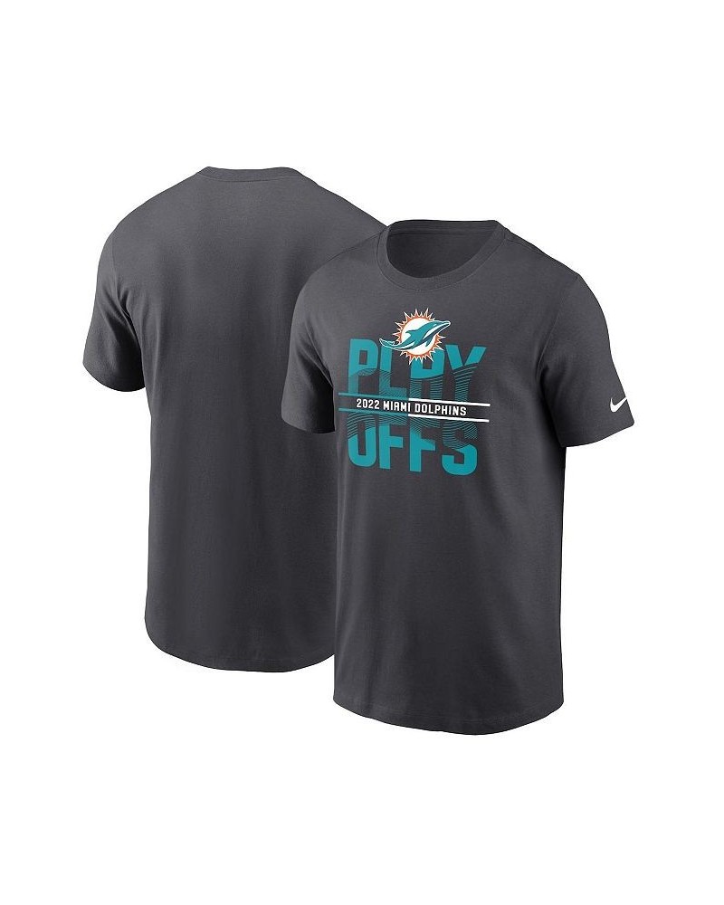 Men's Anthracite Miami Dolphins 2022 NFL Playoffs Iconic T-shirt $25.37 T-Shirts