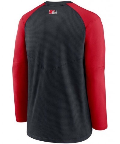 Men's Navy, Red Washington Nationals Authentic Collection Pregame Performance Raglan Pullover Sweatshirt $37.80 Sweatshirt