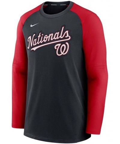 Men's Navy, Red Washington Nationals Authentic Collection Pregame Performance Raglan Pullover Sweatshirt $37.80 Sweatshirt