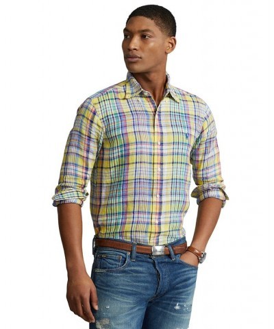 Men's Classic-Fit Plaid Linen Shirt Multi $56.88 Shirts