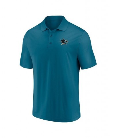 Men's Branded Teal, Black San Jose Sharks Primary Logo Polo Shirt Combo Set $28.29 Polo Shirts