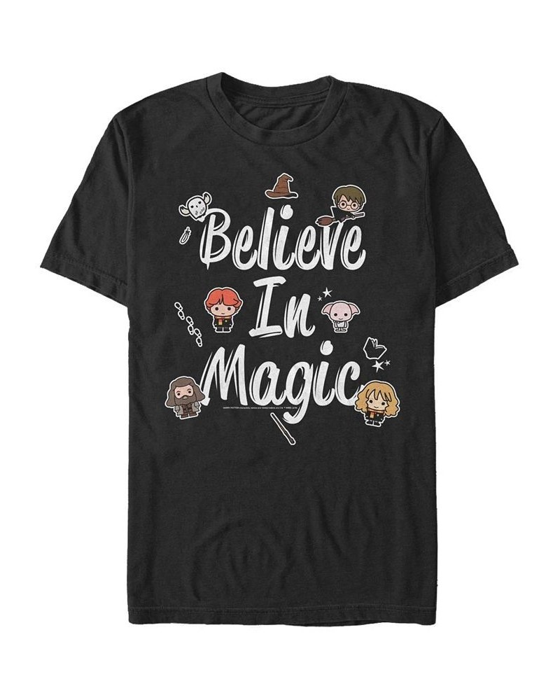 Men's Believe in Magic Short Sleeve Crew T-shirt Black $16.45 T-Shirts