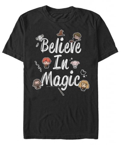 Men's Believe in Magic Short Sleeve Crew T-shirt Black $16.45 T-Shirts