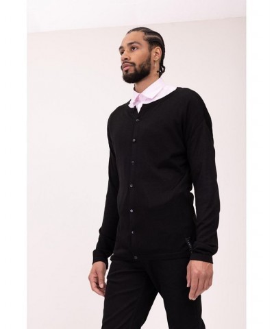 Men's Modern Lightweight Knit Shacket Sweater Black $86.10 Sweaters