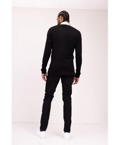 Men's Modern Lightweight Knit Shacket Sweater Black $86.10 Sweaters