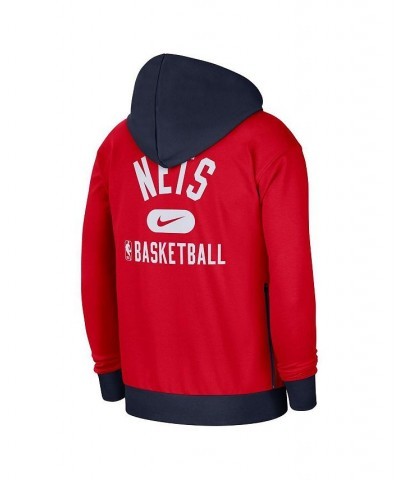 Men's Red, Navy Brooklyn Nets 2021/22 City Edition Courtside Heavyweight Fleece Full-Zip Hoodie $40.80 Sweatshirt