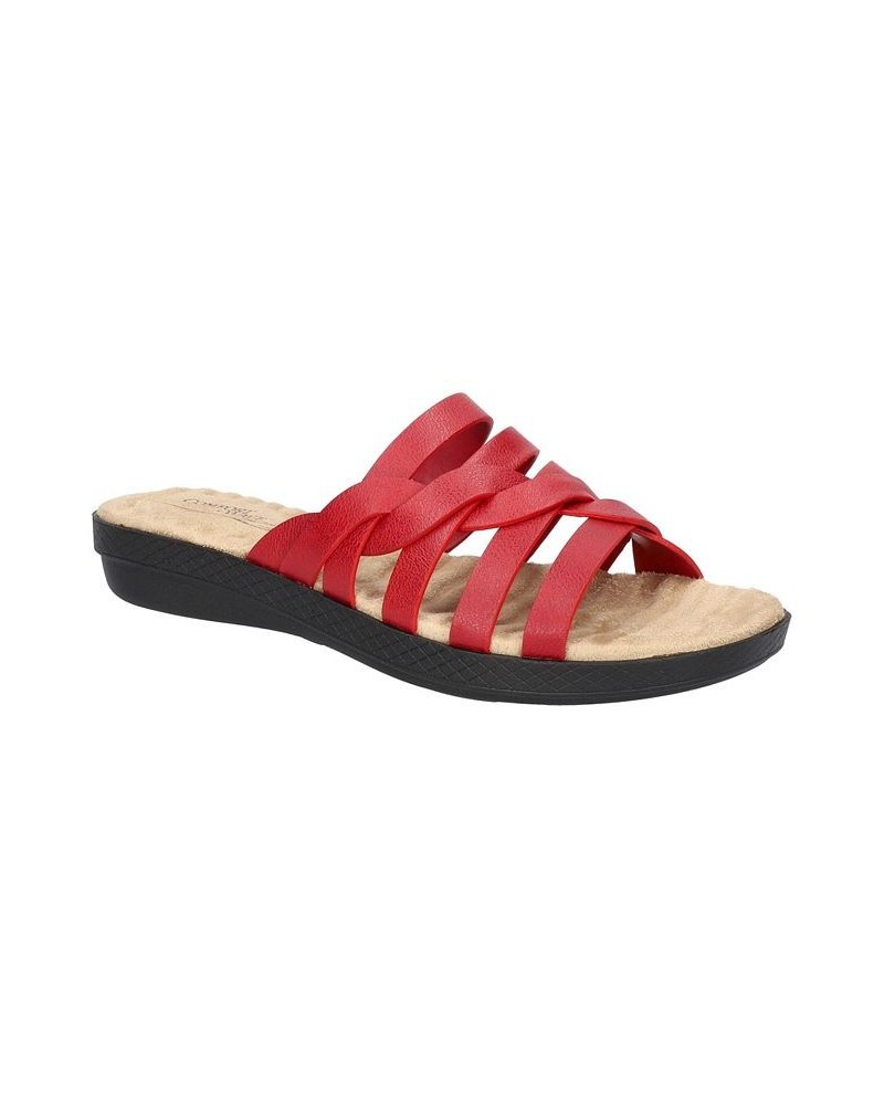 Women's Comfort Wave Sheri Slide Sandals Red $27.95 Shoes