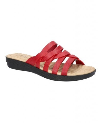 Women's Comfort Wave Sheri Slide Sandals Red $27.95 Shoes