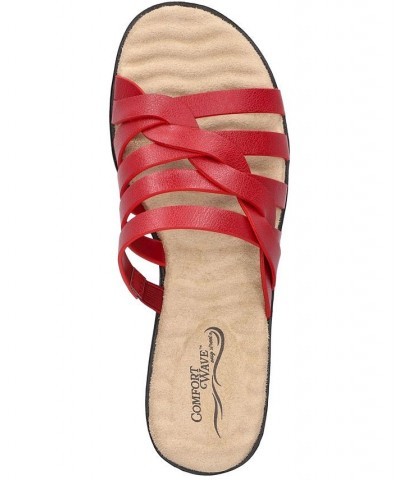 Women's Comfort Wave Sheri Slide Sandals Red $27.95 Shoes