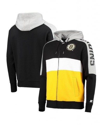 Men's Black, Gold Boston Bruins Playoffs Color Block Full-Zip Hoodie $46.79 Sweatshirt