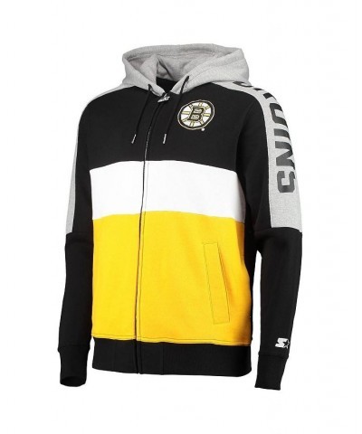 Men's Black, Gold Boston Bruins Playoffs Color Block Full-Zip Hoodie $46.79 Sweatshirt