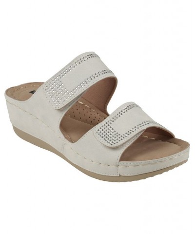 Women's Rea Embellished Wedge Sandals White $28.00 Shoes