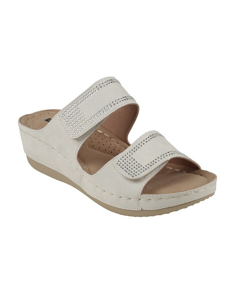 Women's Rea Embellished Wedge Sandals White $28.00 Shoes