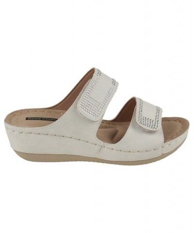 Women's Rea Embellished Wedge Sandals White $28.00 Shoes