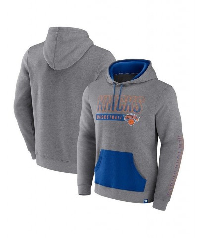 Men's Branded Heathered Gray New York Knicks Off The Bench Color Block Pullover Hoodie $32.23 Sweatshirt