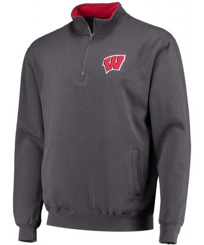 Men's Charcoal Wisconsin Badgers Tortugas Logo Quarter-Zip Jacket $35.39 Sweatshirt