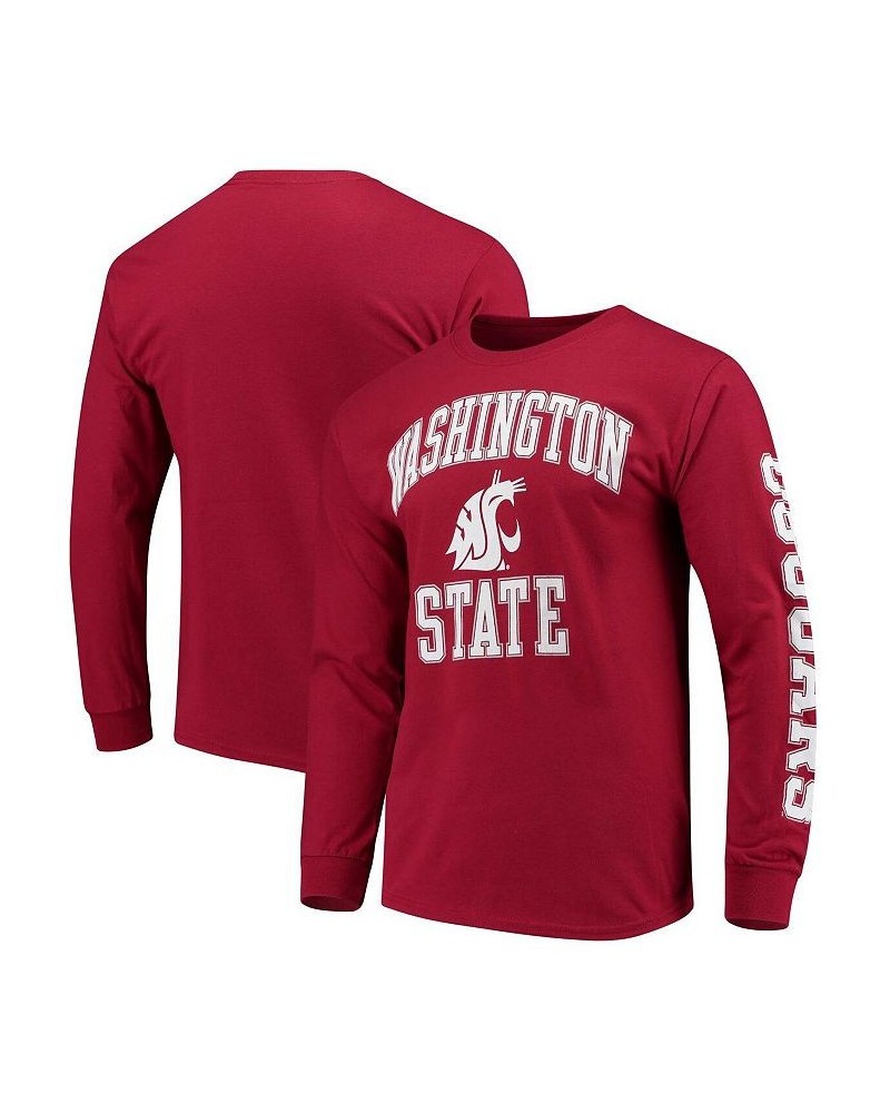 Men's Crimson Washington State Cougars Distressed Arch Over Logo Long Sleeve Hit T-shirt $13.12 T-Shirts