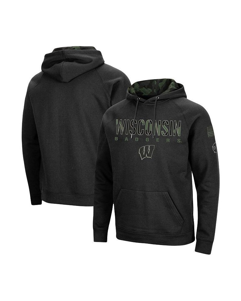 Men's Black Wisconsin Badgers OHT Military-Inspired Appreciation Camo Pullover Hoodie $37.50 Sweatshirt