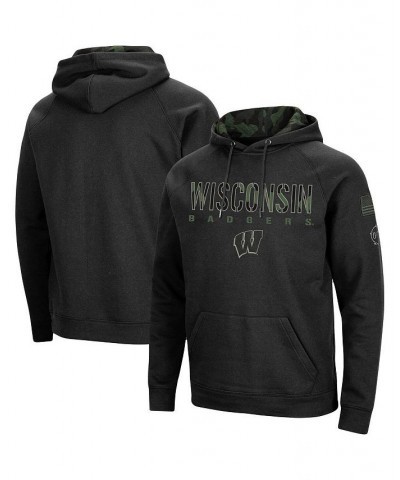 Men's Black Wisconsin Badgers OHT Military-Inspired Appreciation Camo Pullover Hoodie $37.50 Sweatshirt