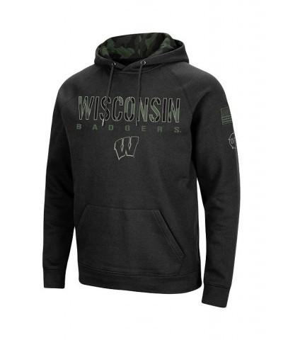 Men's Black Wisconsin Badgers OHT Military-Inspired Appreciation Camo Pullover Hoodie $37.50 Sweatshirt